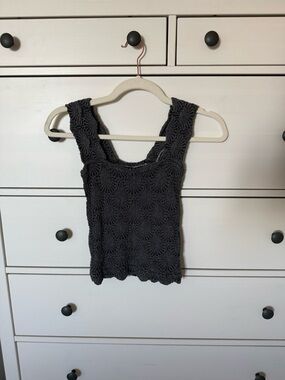Nordstrom Charcoal Crochet Knit Tank
